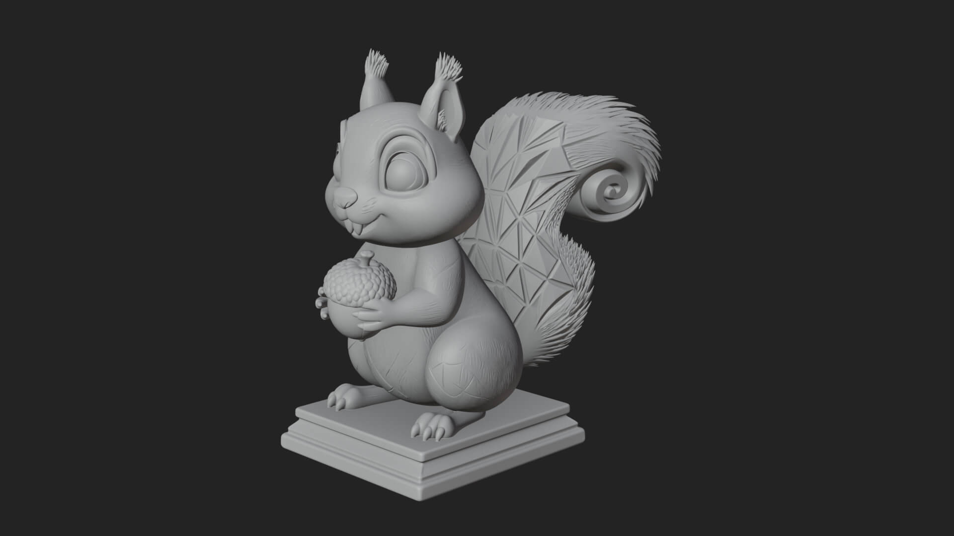Squirrel with Acorn Statue Design 1 3D Print Model 3D Model