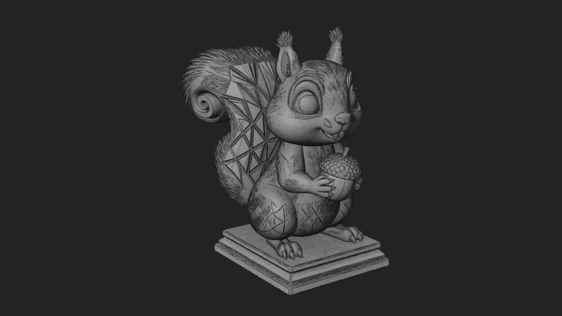 Squirrel with Acorn Statue Design 1 3D Print Model 3D Model
