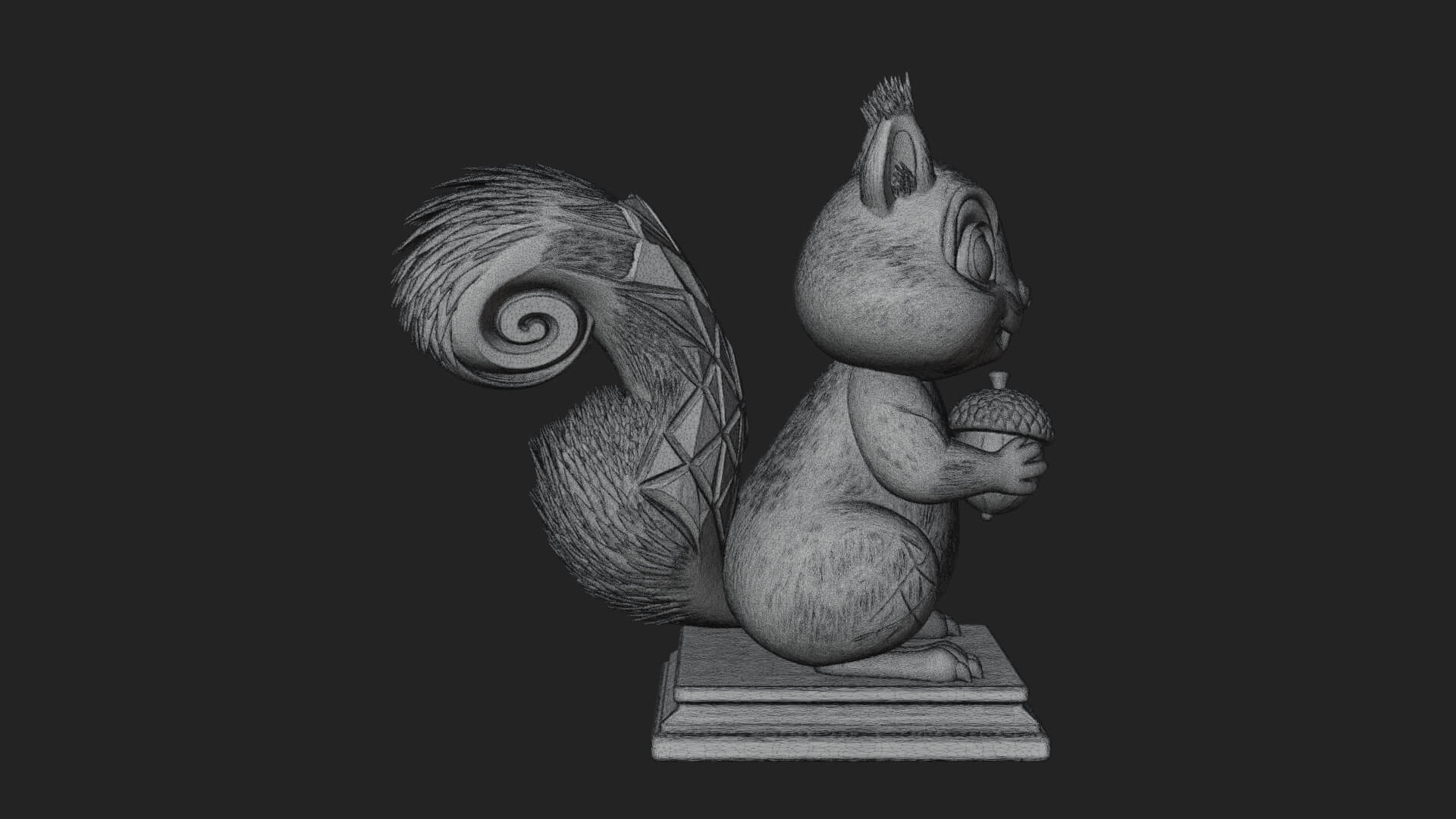 Squirrel with Acorn Statue Design 1 3D Print Model 3D Model