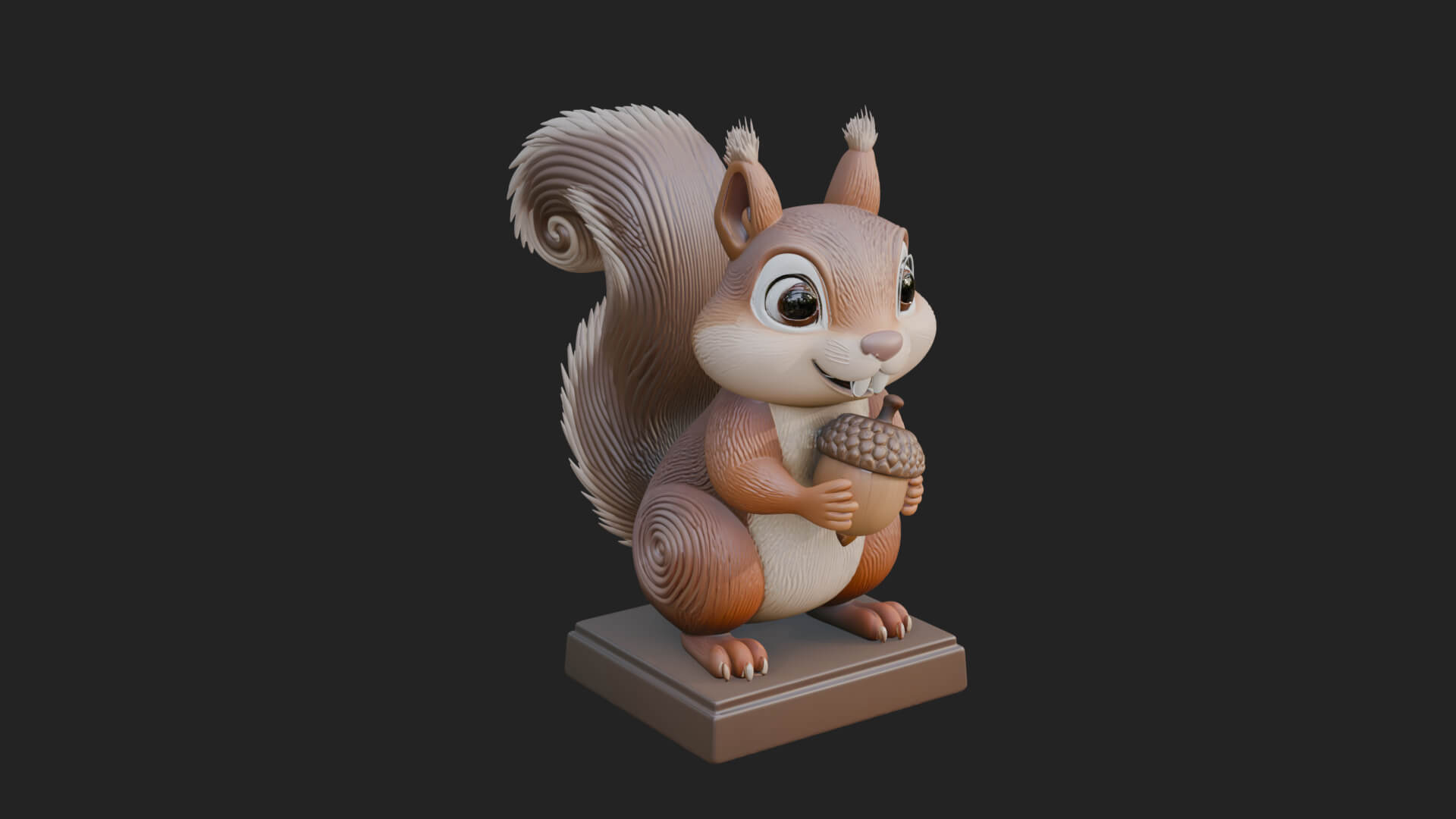 Squirrel with Acorn Statue Design 2 3D Print Model 3D Model