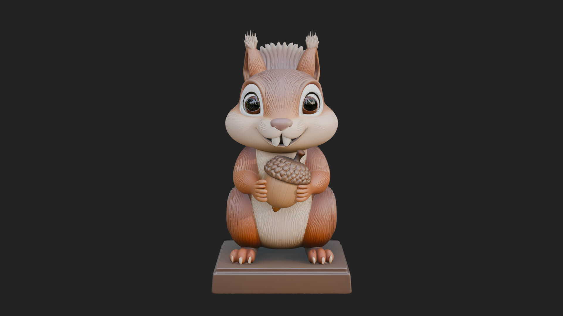 Squirrel with Acorn Statue Design 2 3D Print Model 3D Model