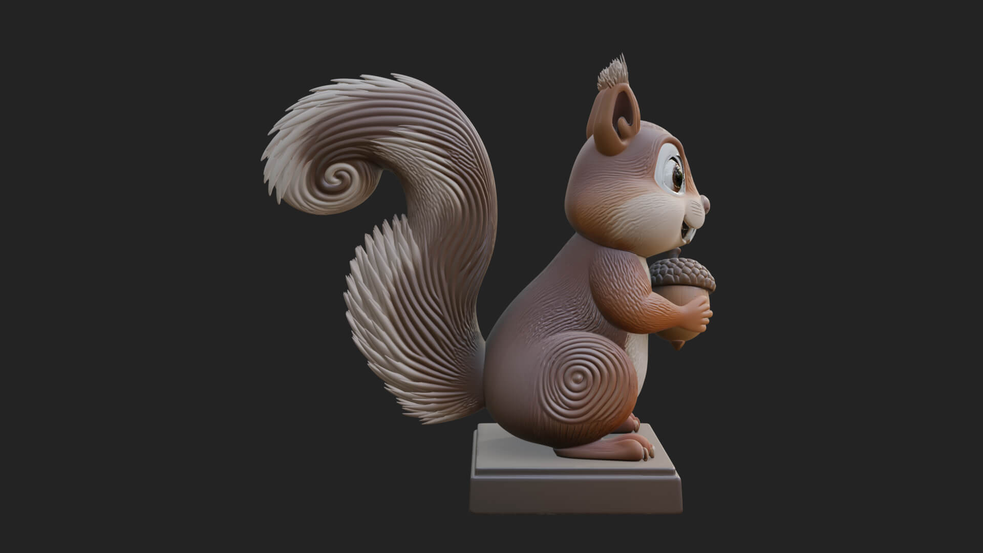 Squirrel with Acorn Statue Design 2 3D Print Model 3D Model