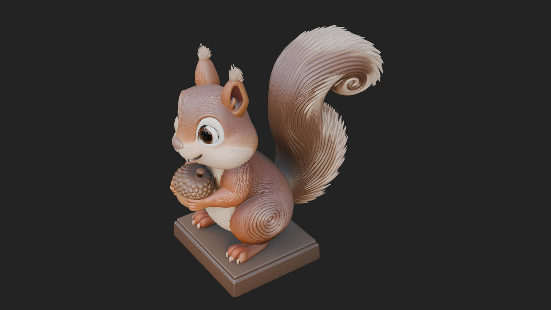 Squirrel with Acorn Statue Design 2 3D Print Model 3D Model