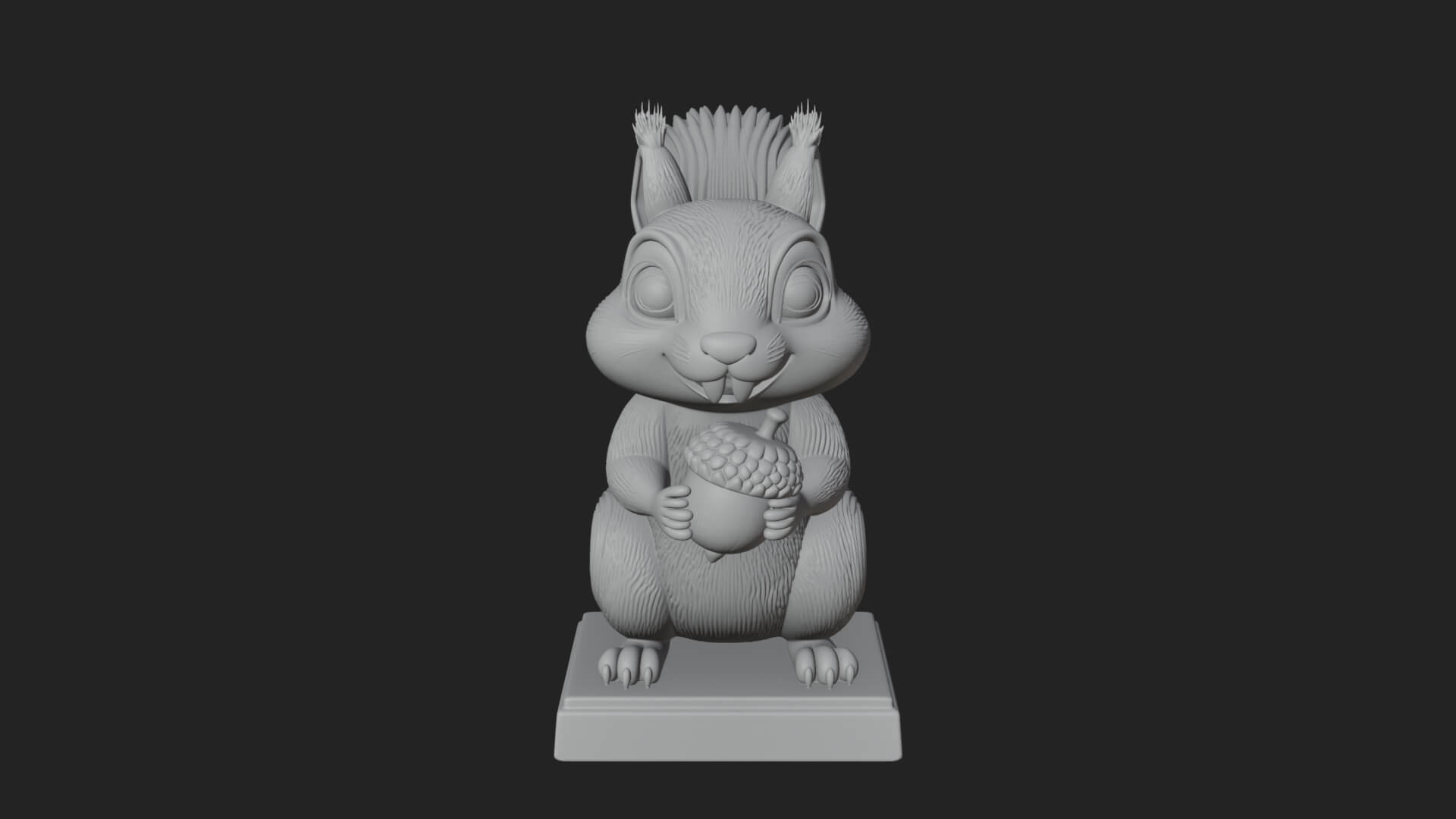 Squirrel with Acorn Statue Design 2 3D Print Model 3D Model
