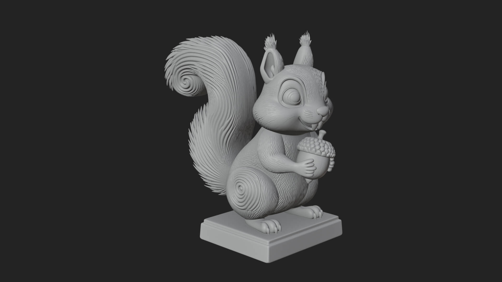 Squirrel with Acorn Statue Design 2 3D Print Model 3D Model