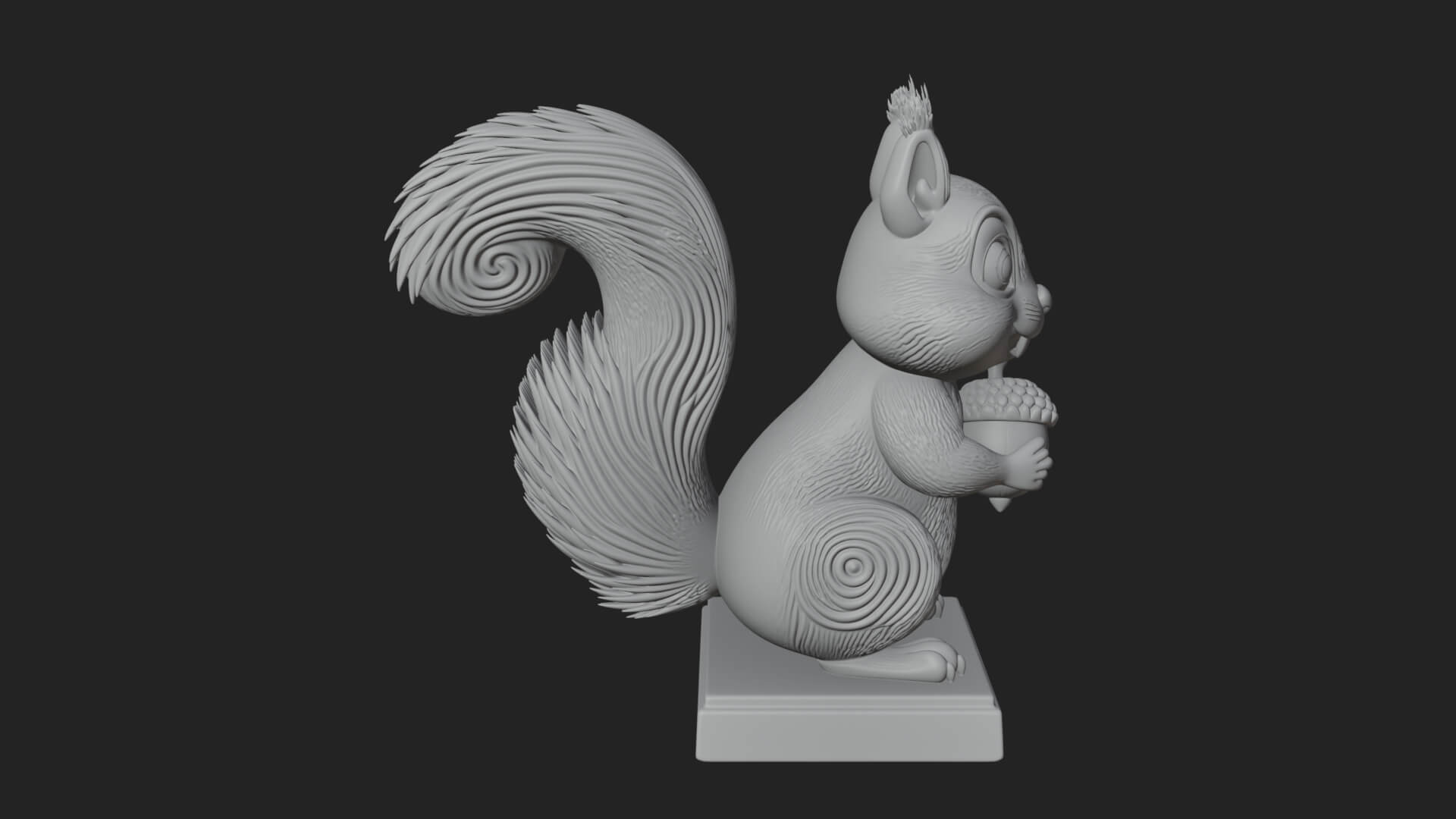 Squirrel with Acorn Statue Design 2 3D Print Model 3D Model