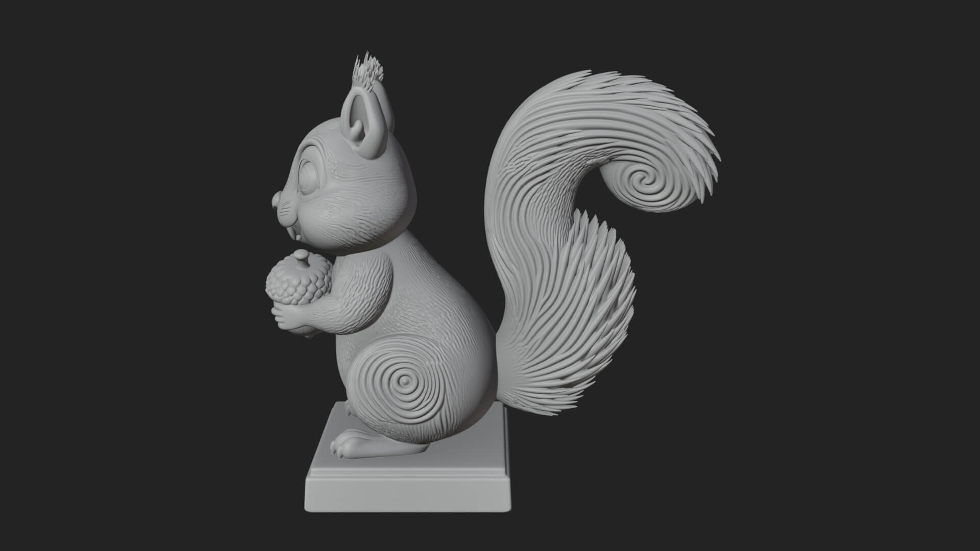 Squirrel with Acorn Statue Design 2 3D Print Model 3D Model