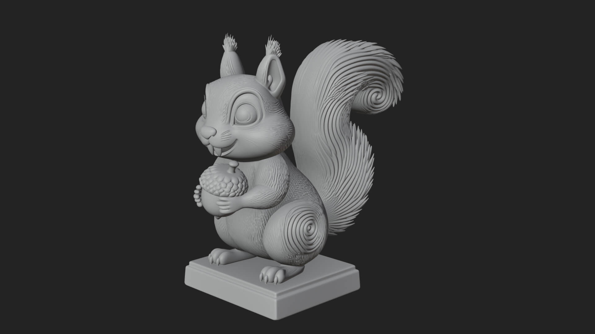 Squirrel with Acorn Statue Design 2 3D Print Model 3D Model