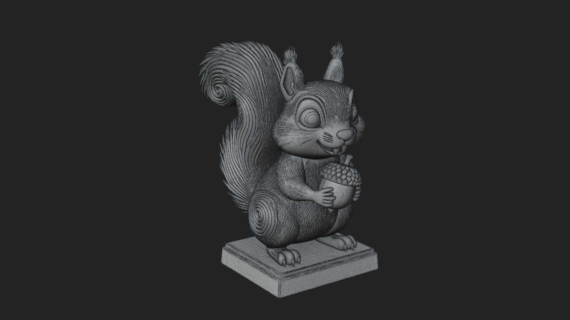 Squirrel with Acorn Statue Design 2 3D Print Model 3D Model