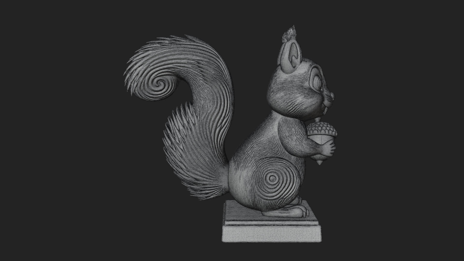 Squirrel with Acorn Statue Design 2 3D Print Model 3D Model