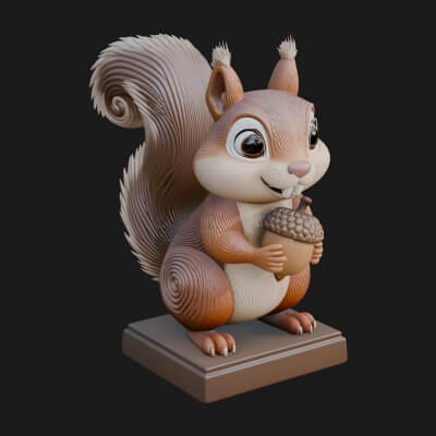 Squirrel with Acorn Statue Design 2 3D Print Model