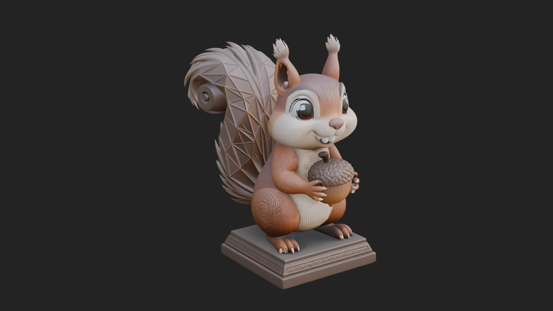 Squirrel with Acorn Statue Design 3 3D Print Model 3D Model