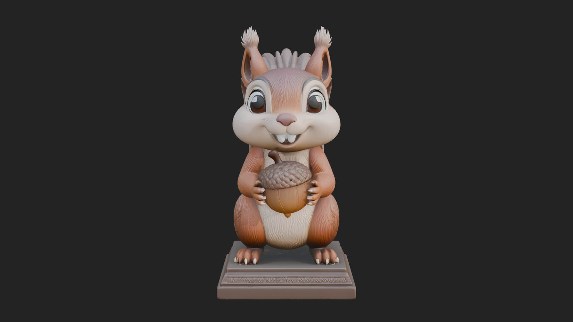 Squirrel with Acorn Statue Design 3 3D Print Model 3D Model