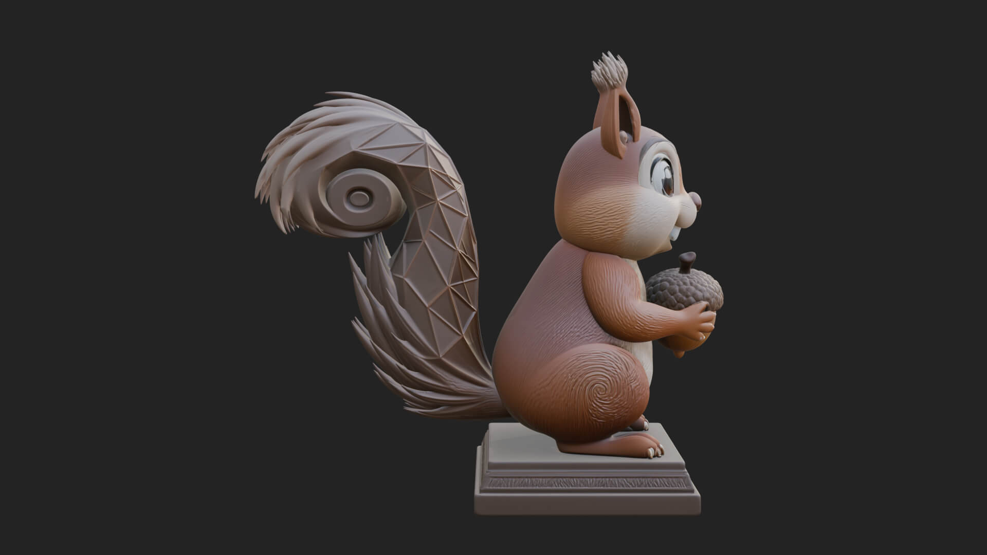 Squirrel with Acorn Statue Design 3 3D Print Model 3D Model