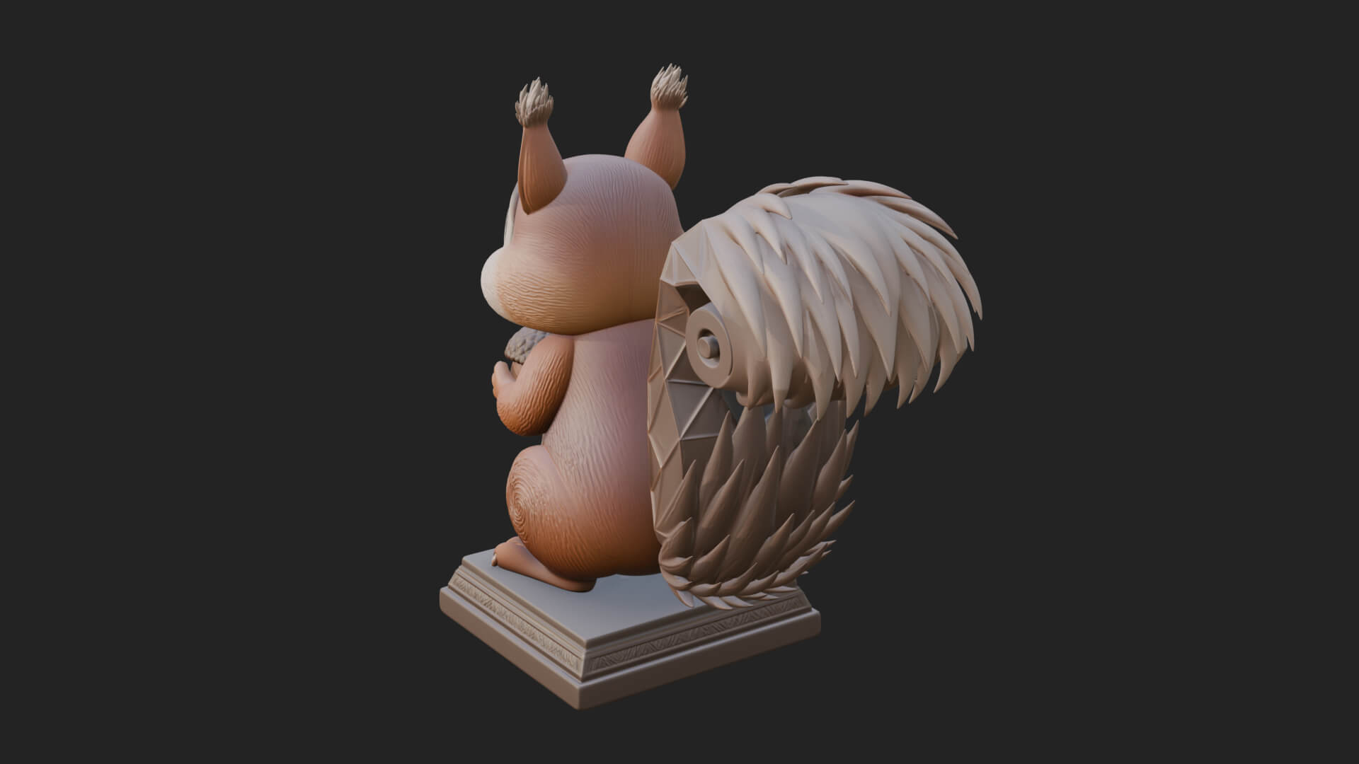 Squirrel with Acorn Statue Design 3 3D Print Model 3D Model