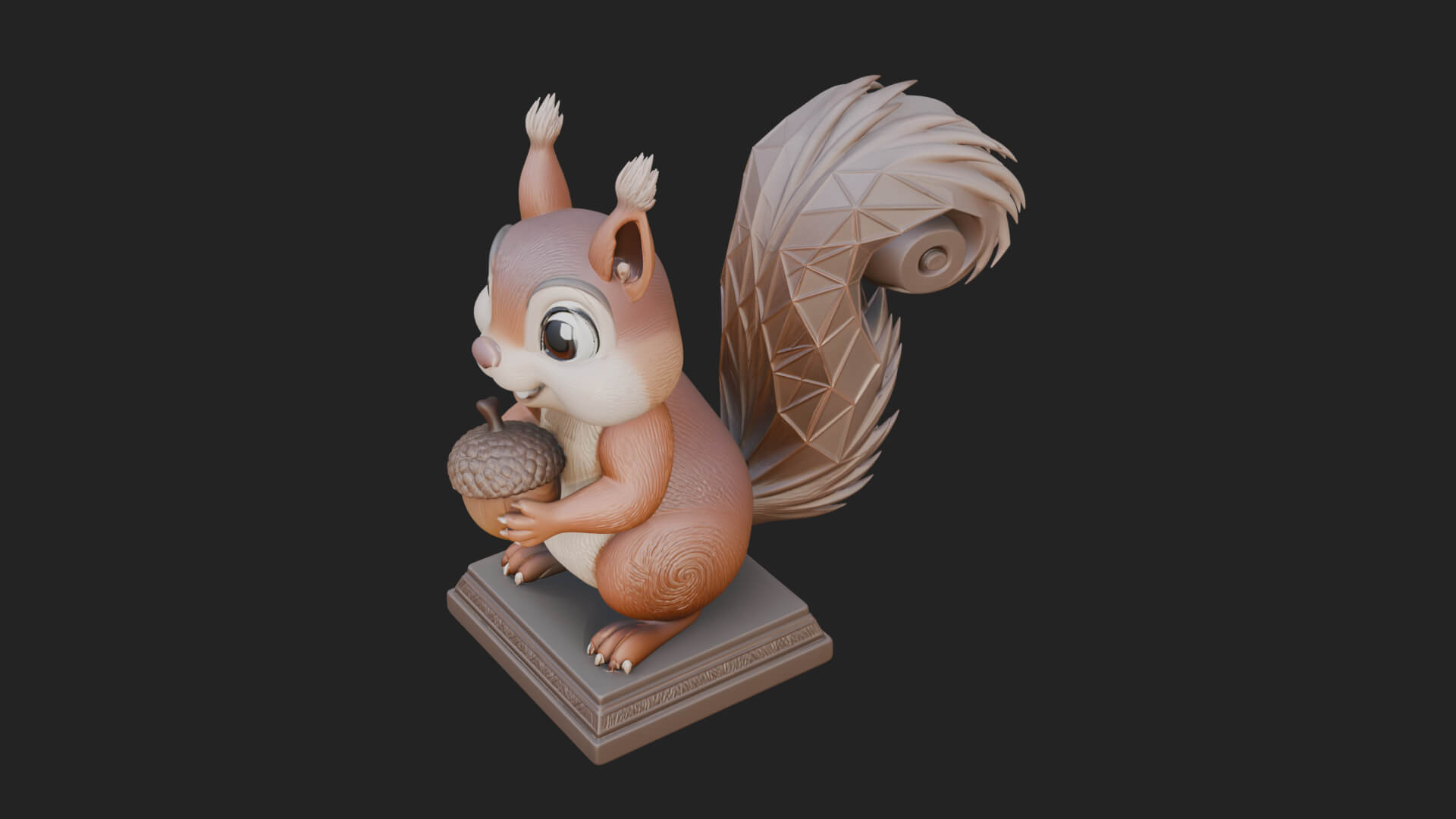 Squirrel with Acorn Statue Design 3 3D Print Model 3D Model