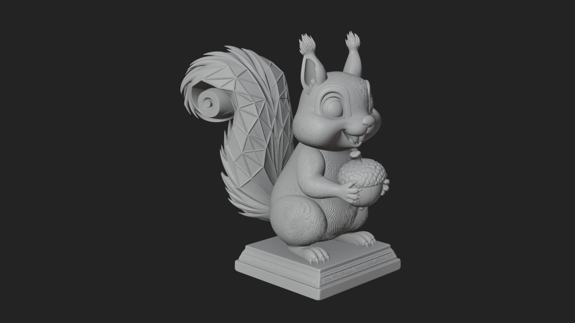 Squirrel with Acorn Statue Design 3 3D Print Model 3D Model