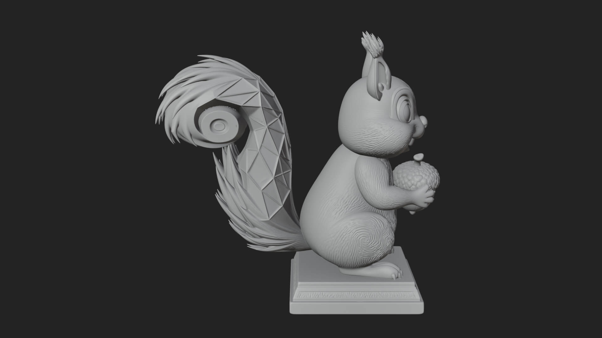 Squirrel with Acorn Statue Design 3 3D Print Model 3D Model