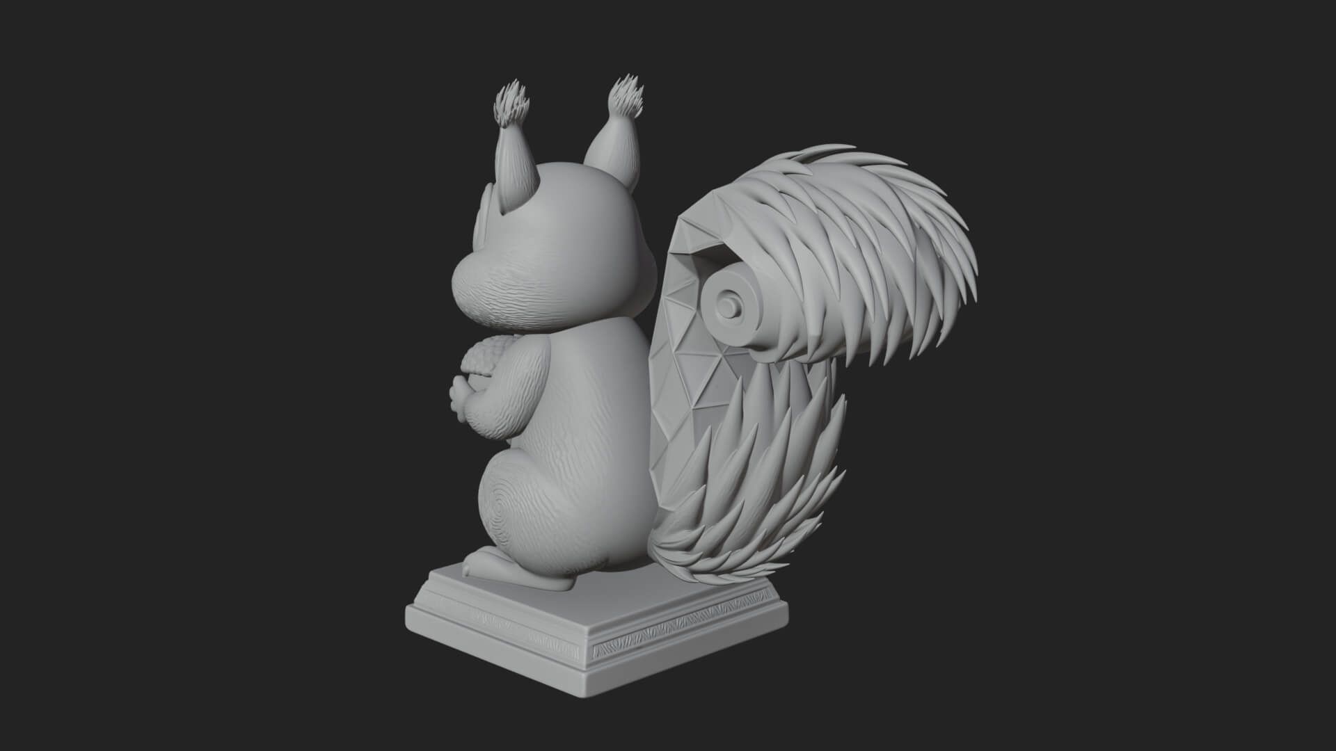 Squirrel with Acorn Statue Design 3 3D Print Model 3D Model
