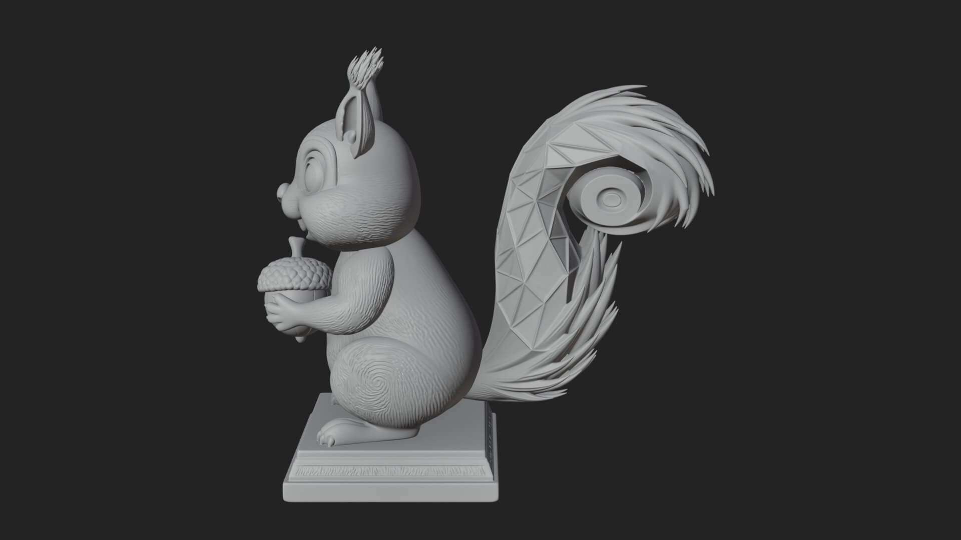 Squirrel with Acorn Statue Design 3 3D Print Model 3D Model