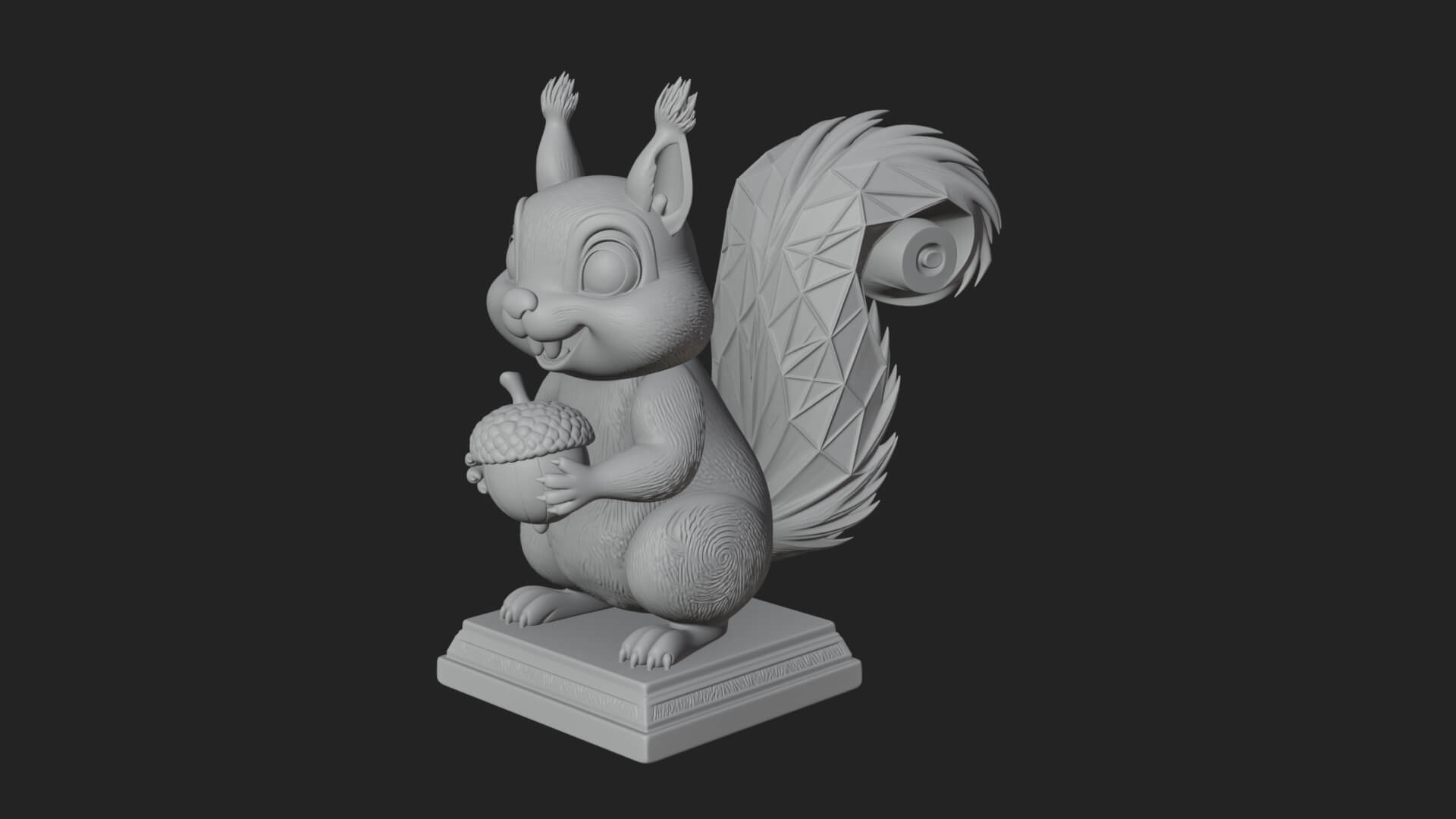 Squirrel with Acorn Statue Design 3 3D Print Model 3D Model