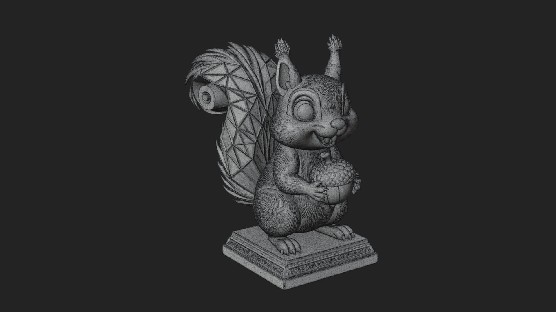Squirrel with Acorn Statue Design 3 3D Print Model 3D Model