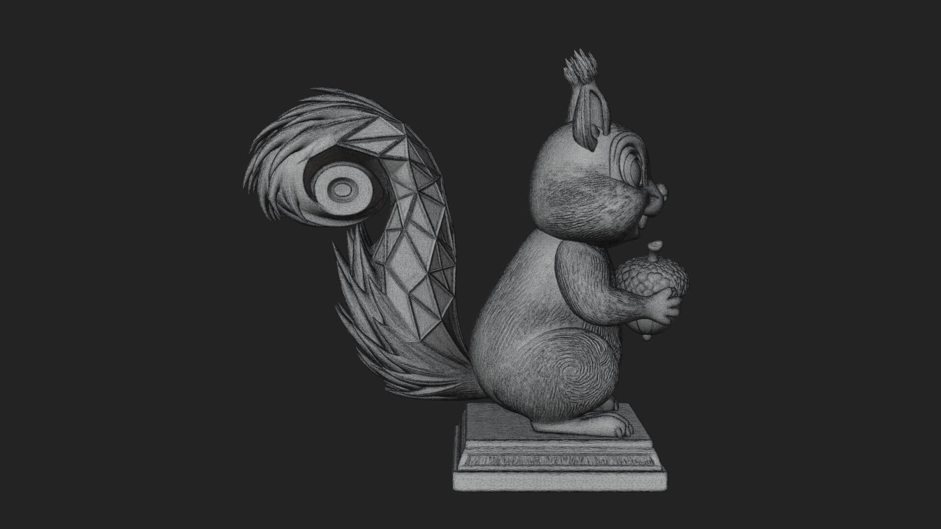 Squirrel with Acorn Statue Design 3 3D Print Model 3D Model