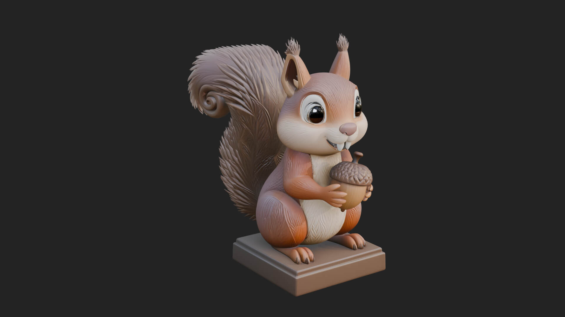 Squirrel with Acorn Statue Design 4 3D Print Model 3D Model