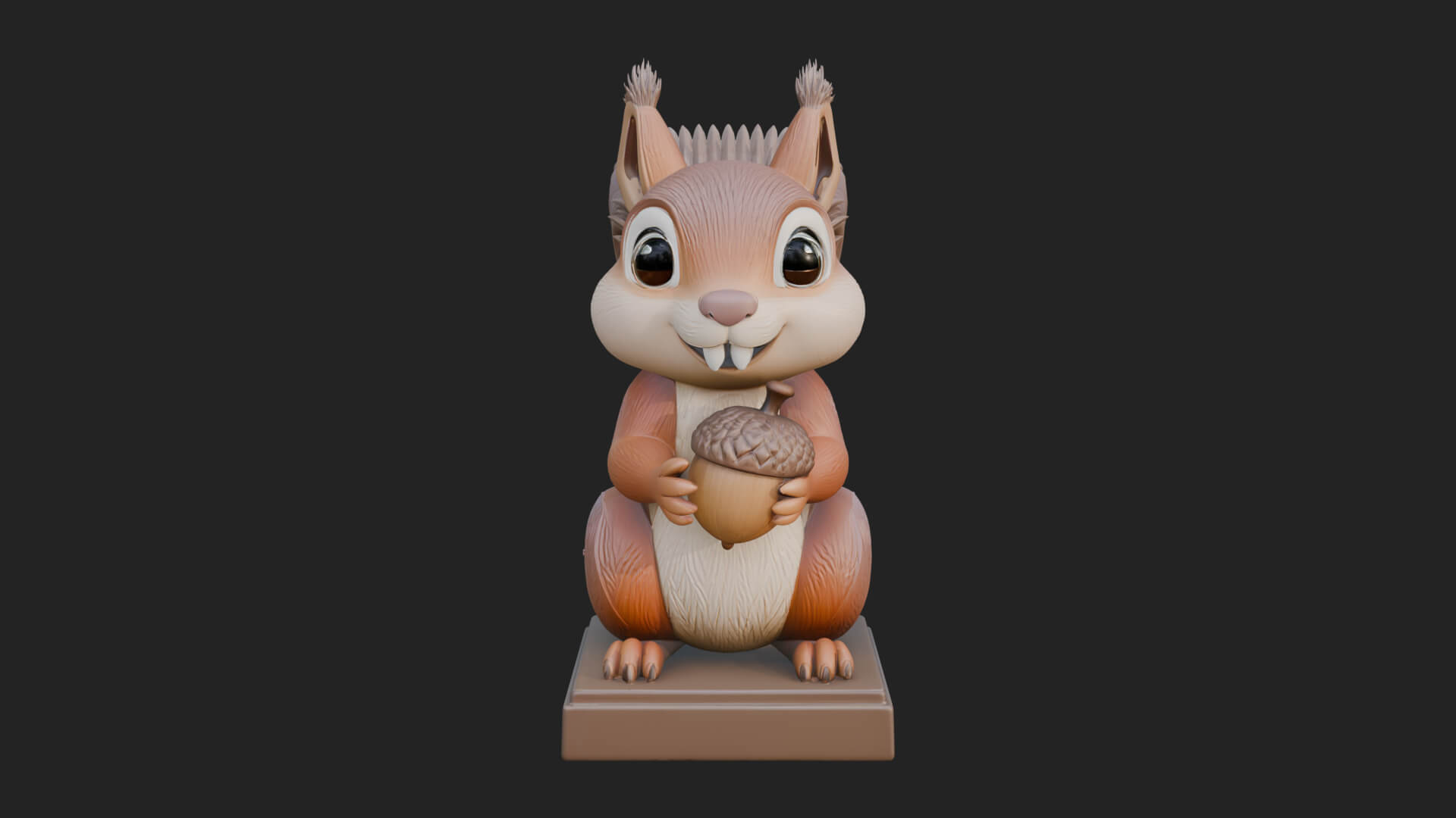 Squirrel with Acorn Statue Design 4 3D Print Model 3D Model