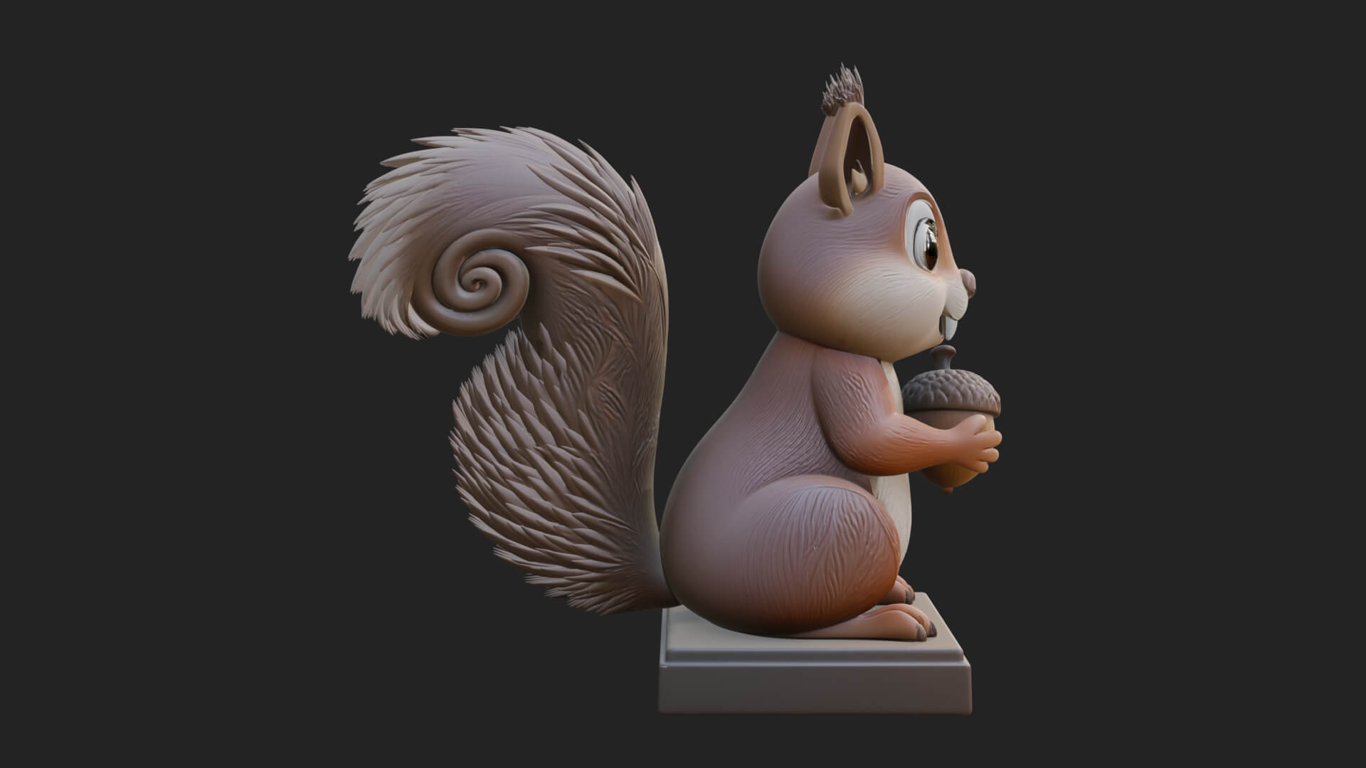 Squirrel with Acorn Statue Design 4 3D Print Model 3D Model