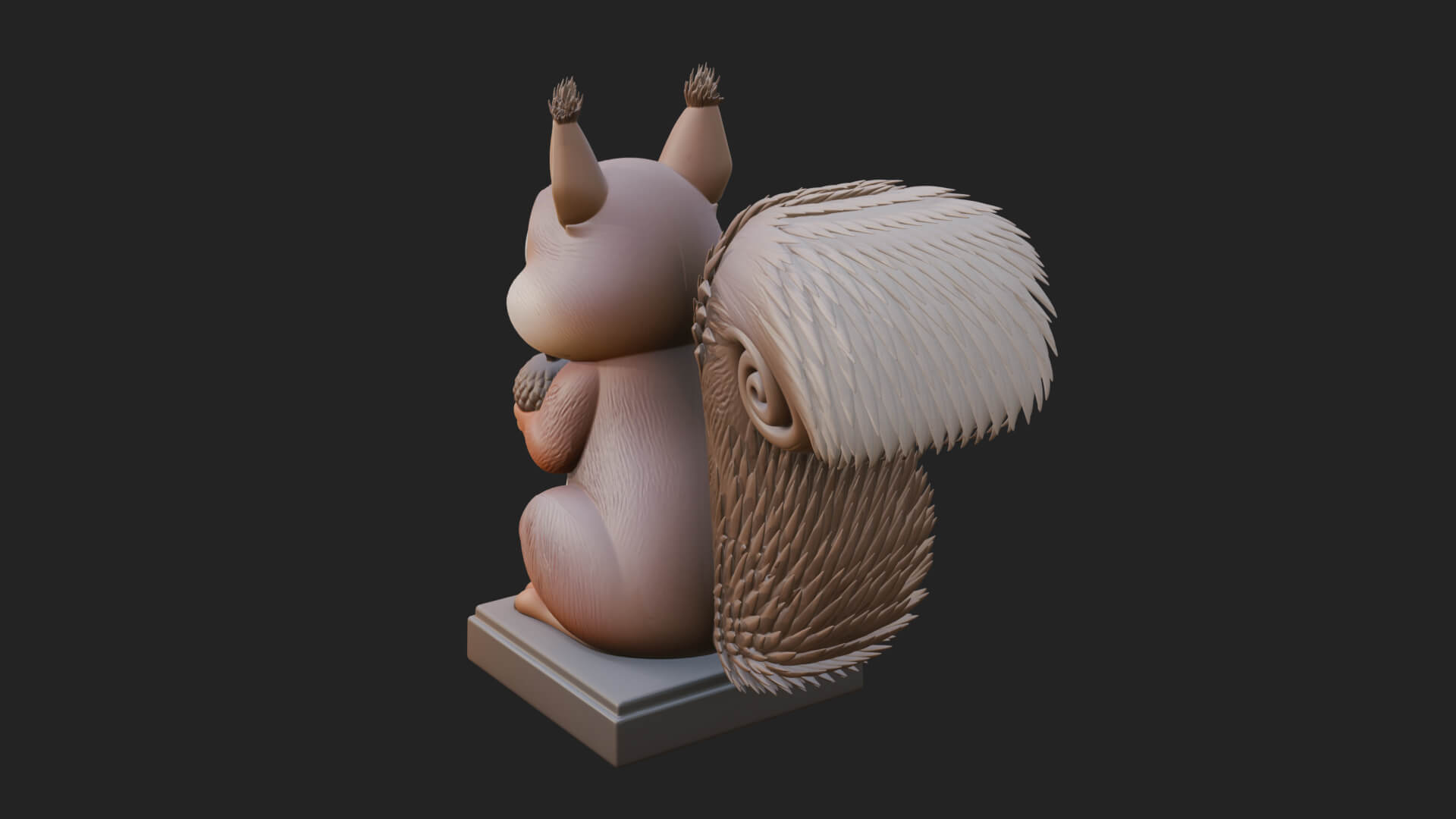 Squirrel with Acorn Statue Design 4 3D Print Model 3D Model