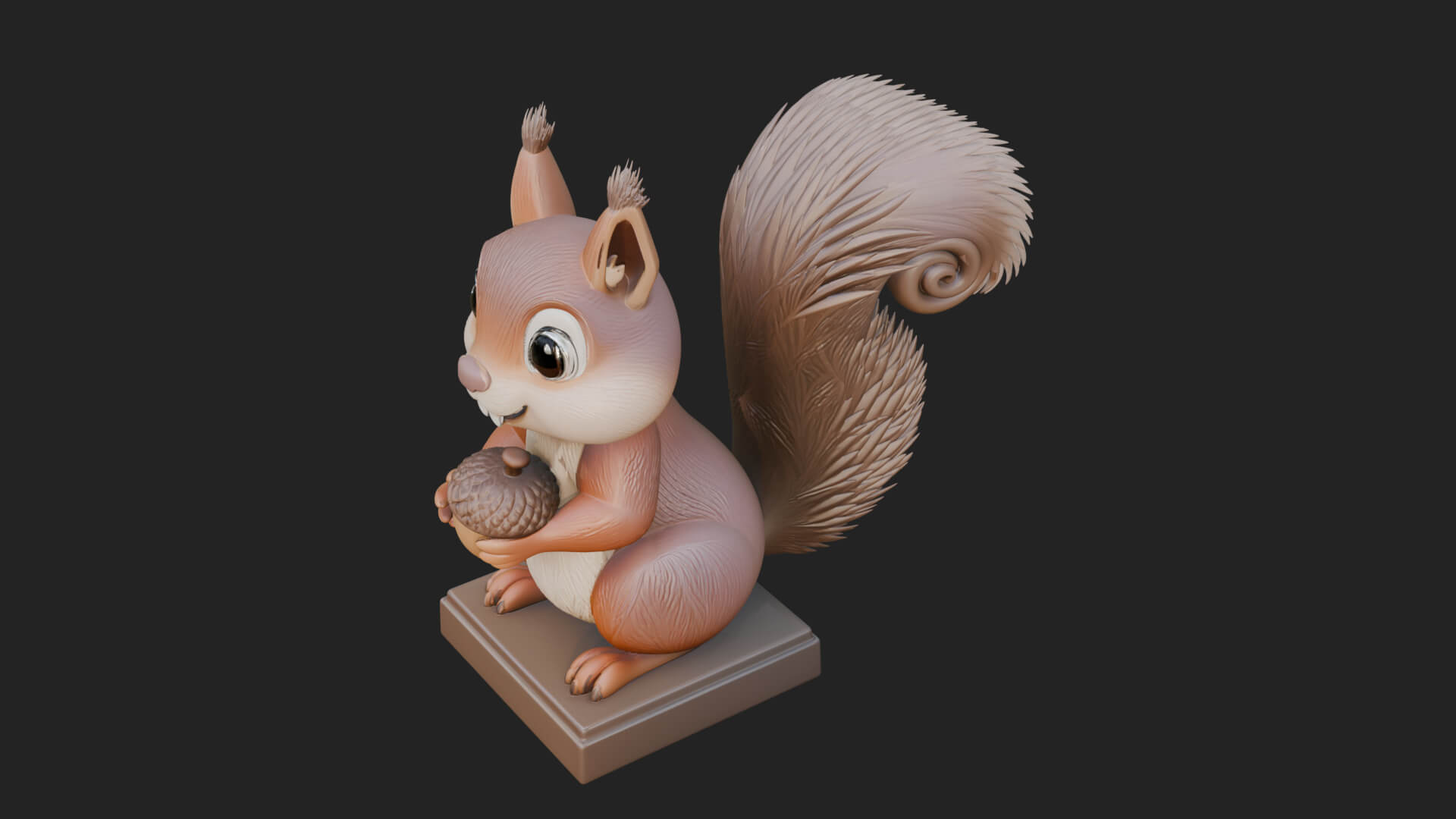 Squirrel with Acorn Statue Design 4 3D Print Model 3D Model