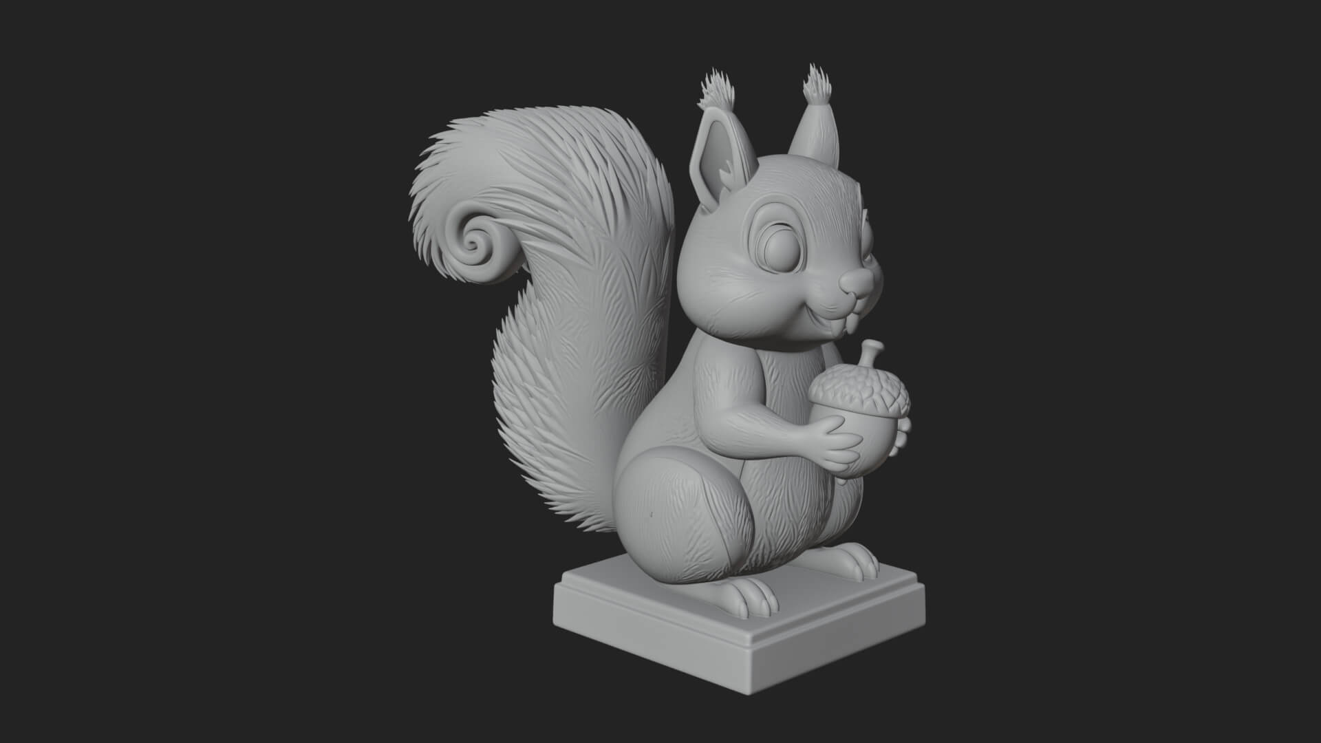 Squirrel with Acorn Statue Design 4 3D Print Model 3D Model