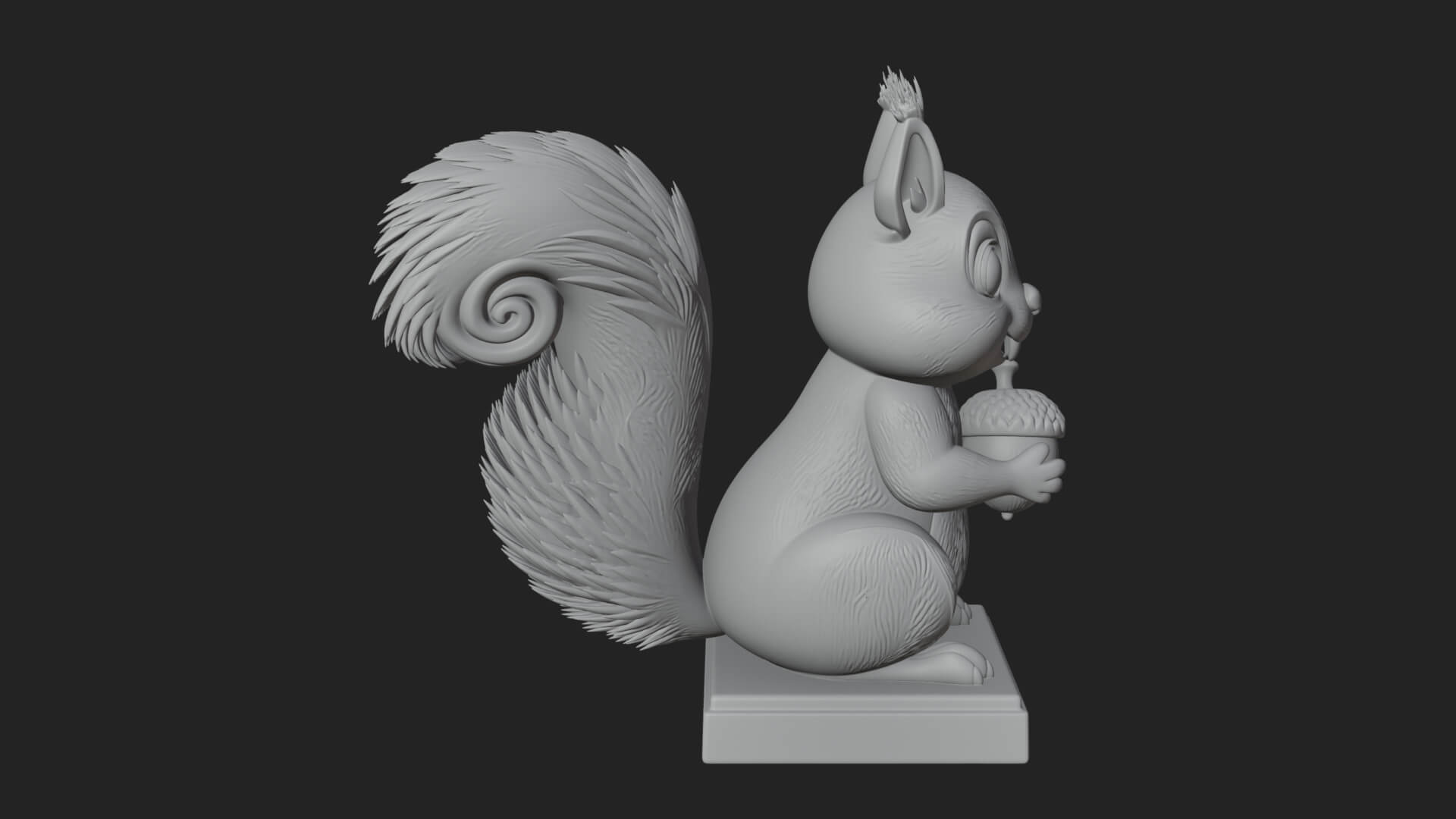 Squirrel with Acorn Statue Design 4 3D Print Model 3D Model