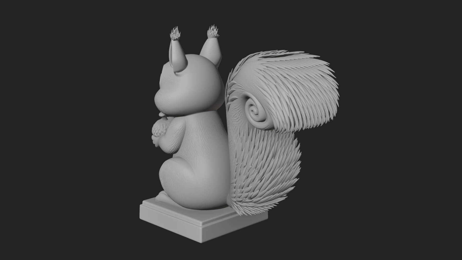 Squirrel with Acorn Statue Design 4 3D Print Model 3D Model