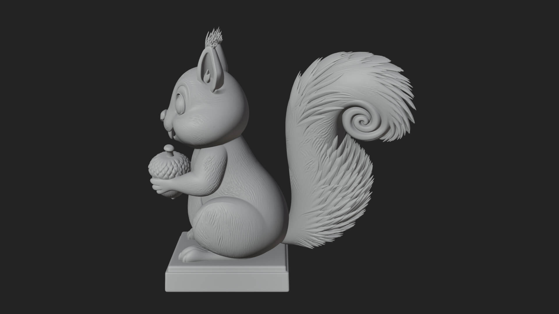 Squirrel with Acorn Statue Design 4 3D Print Model 3D Model