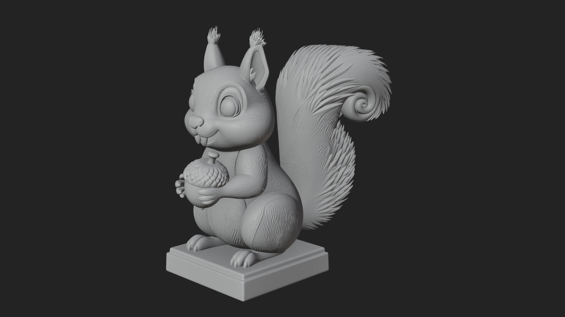 Squirrel with Acorn Statue Design 4 3D Print Model 3D Model