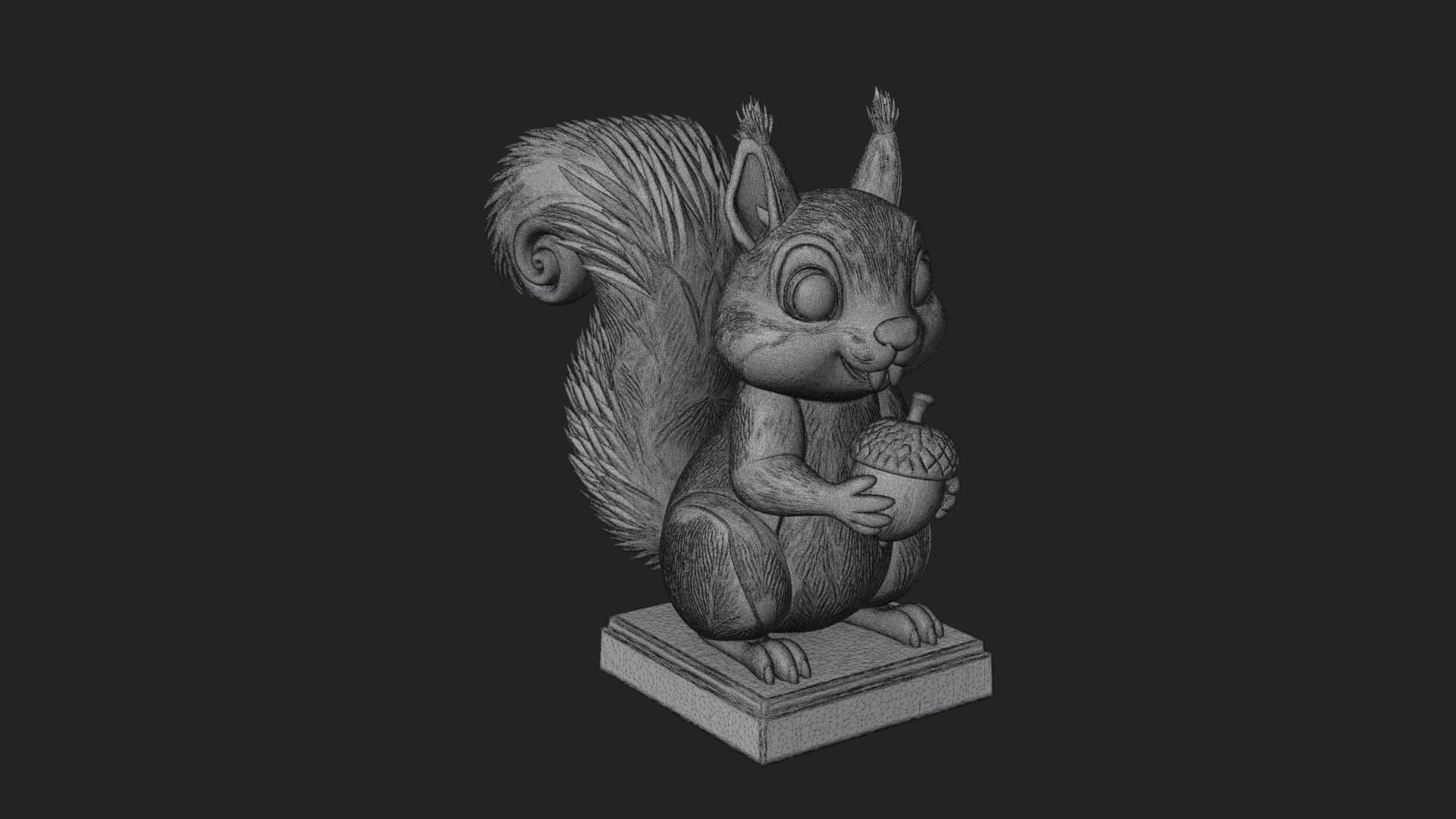 Squirrel with Acorn Statue Design 4 3D Print Model 3D Model