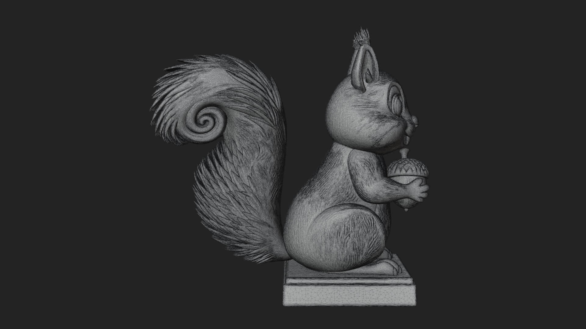 Squirrel with Acorn Statue Design 4 3D Print Model 3D Model