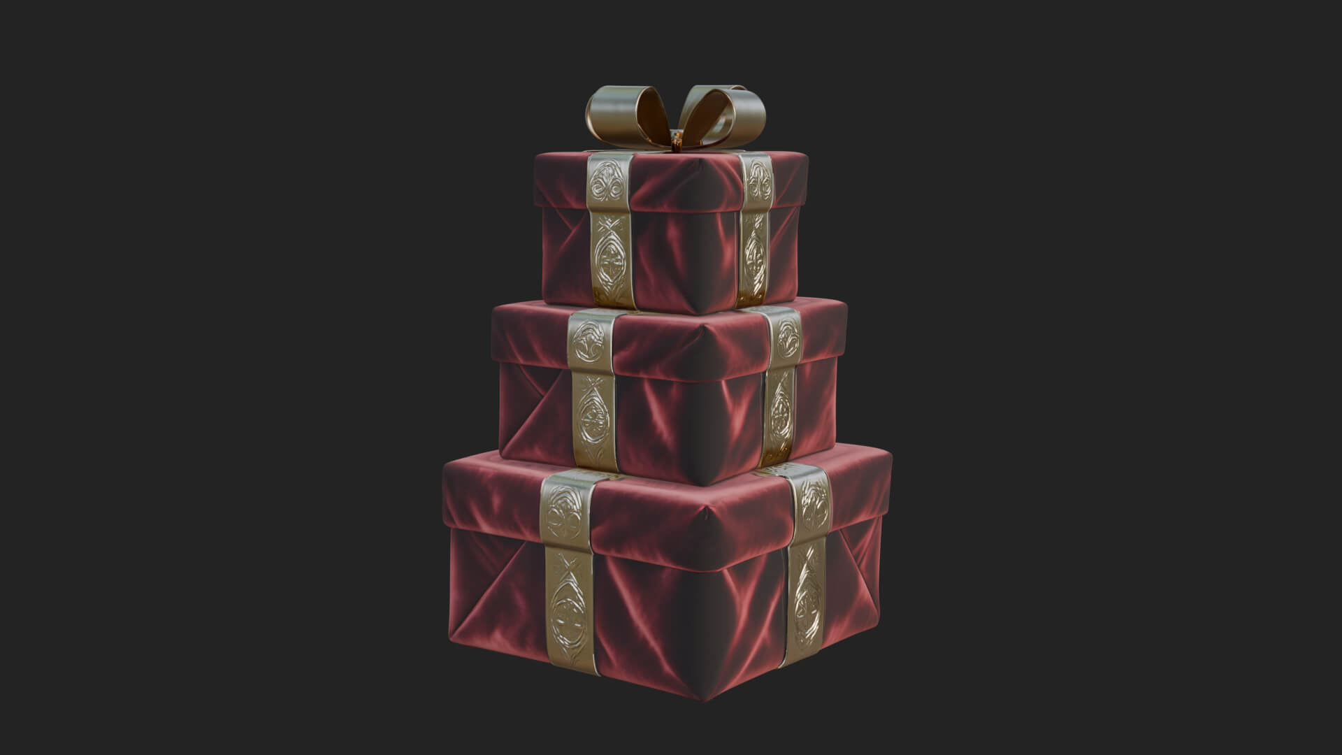Stacked Gift Boxes Ornament Design 1 3D Print Model 3D Model