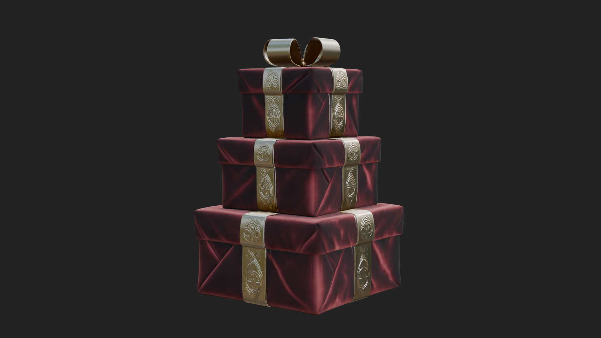Stacked Gift Boxes Ornament Design 1 3D Print Model 3D Model