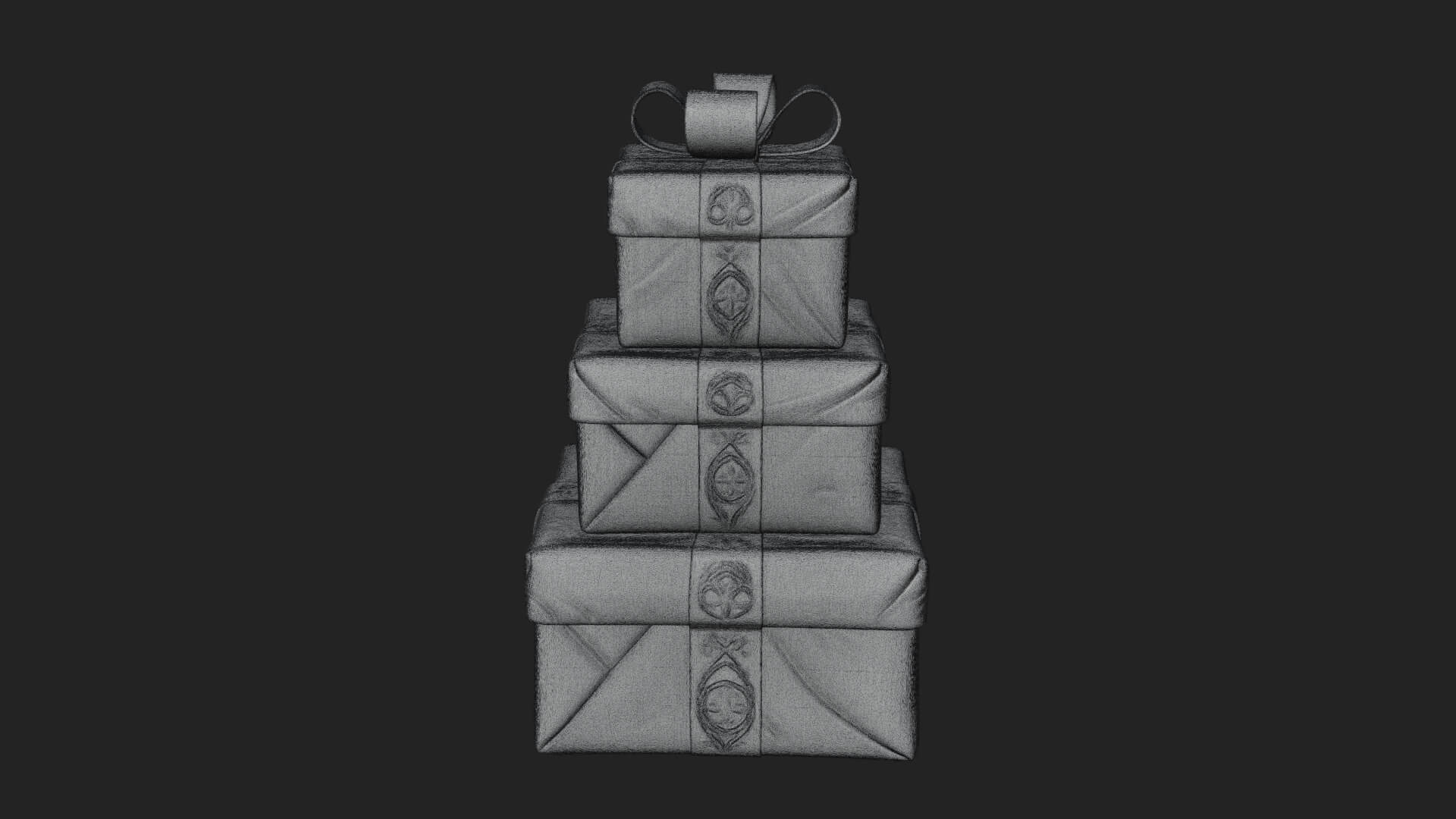 Stacked Gift Boxes Ornament Design 1 3D Print Model 3D Model