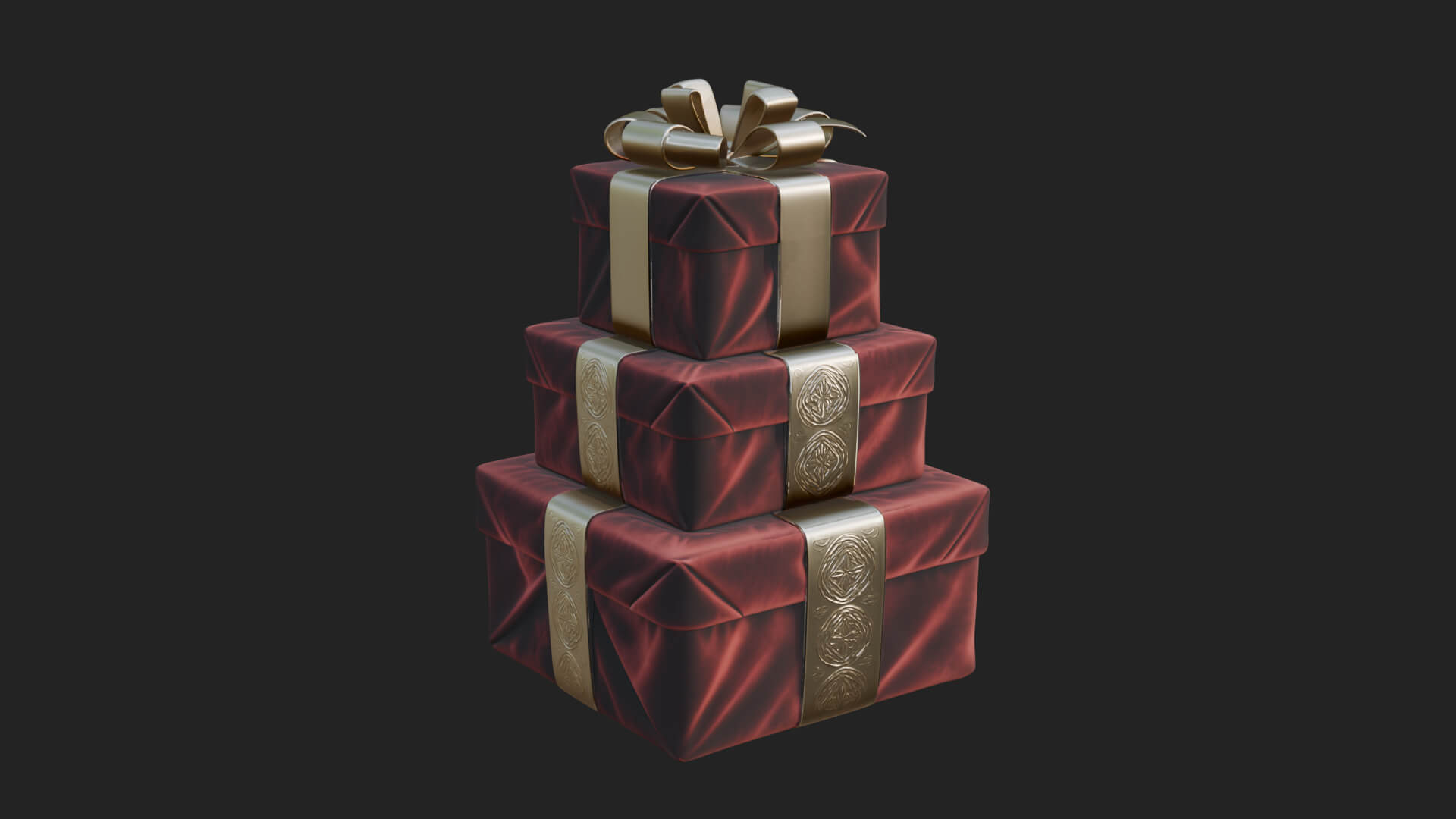 Stacked Gift Boxes Ornament Design 2 3D Print Model 3D Model