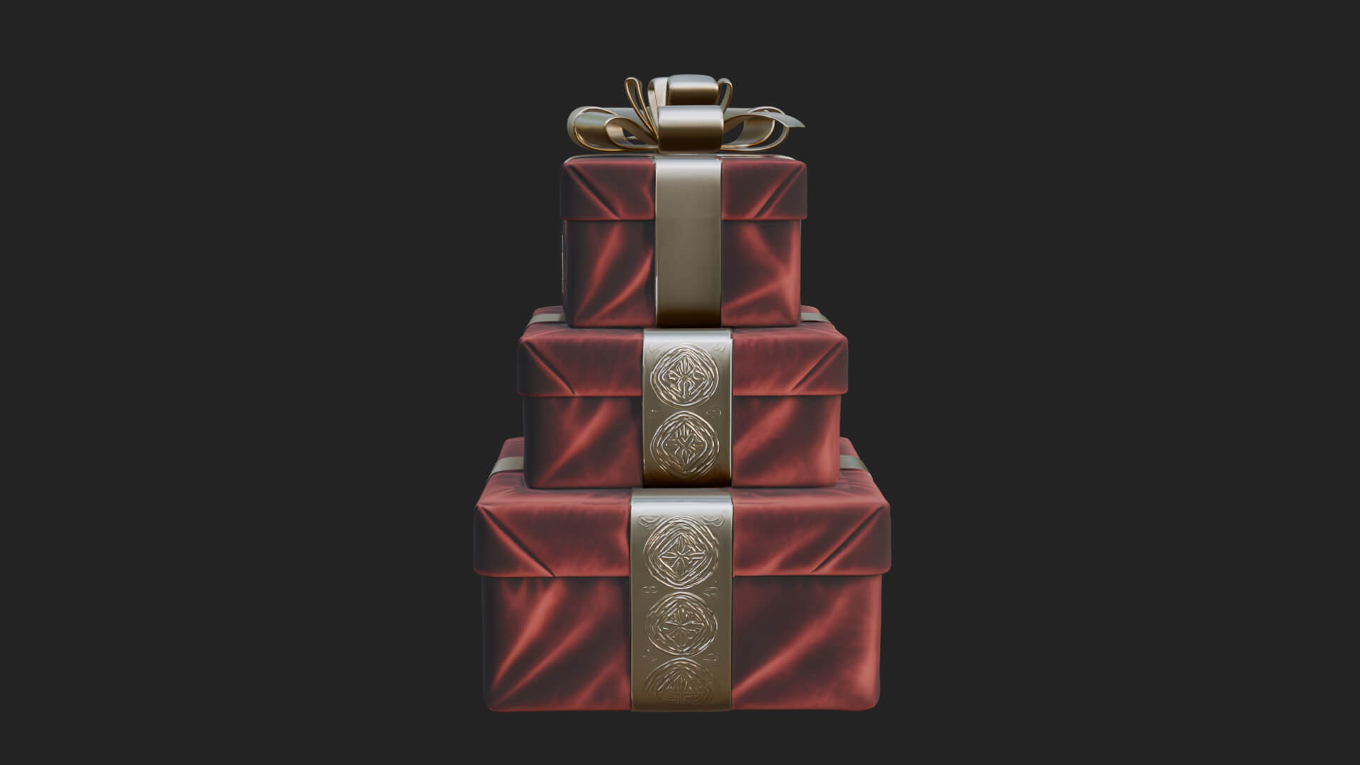Stacked Gift Boxes Ornament Design 2 3D Print Model 3D Model