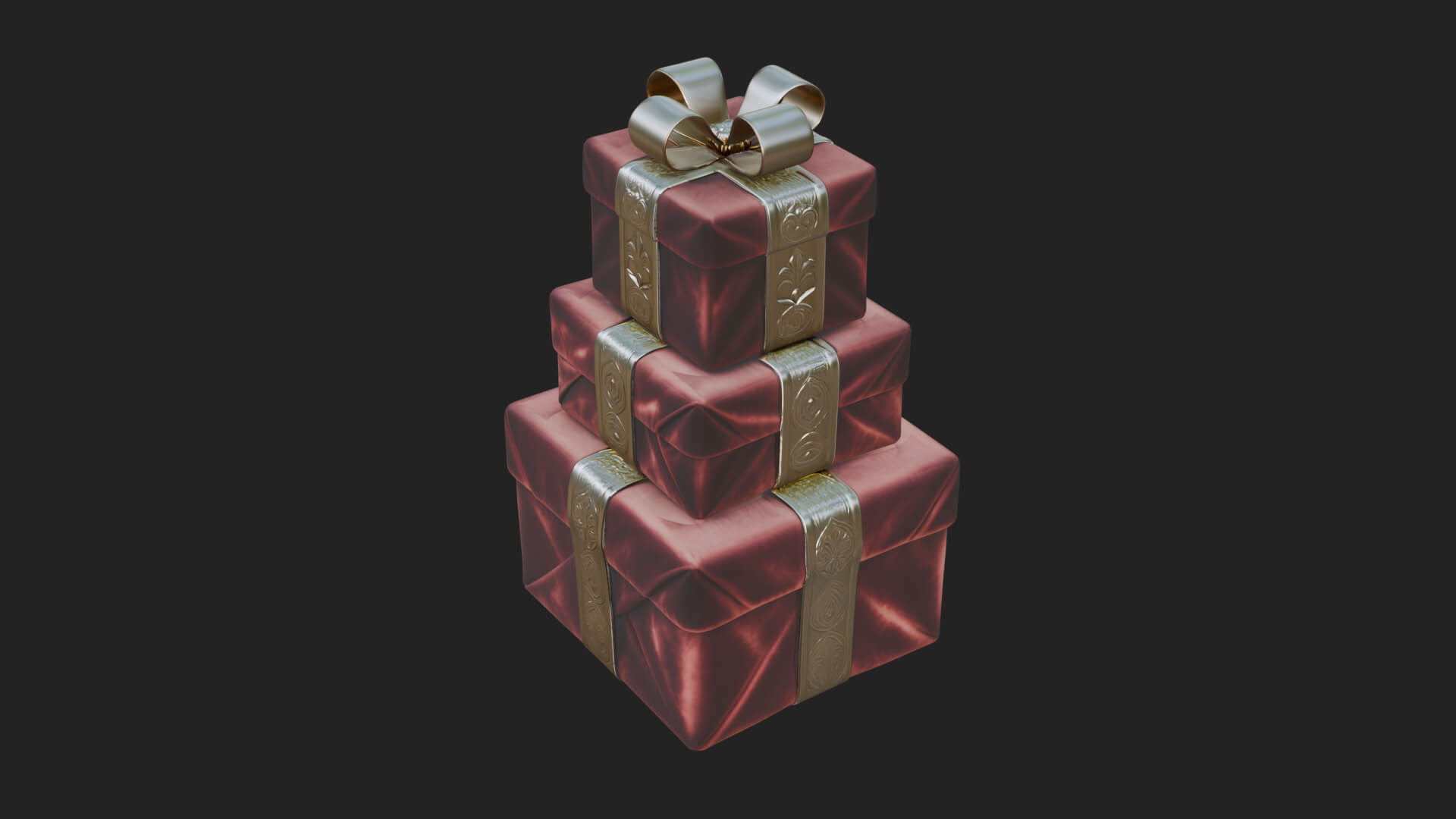 Stacked Gift Boxes Ornament Design 3 3D Print Model 3D Model