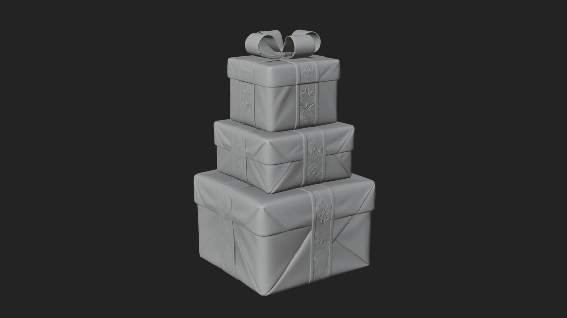 Stacked Gift Boxes Ornament Design 3 3D Print Model 3D Model