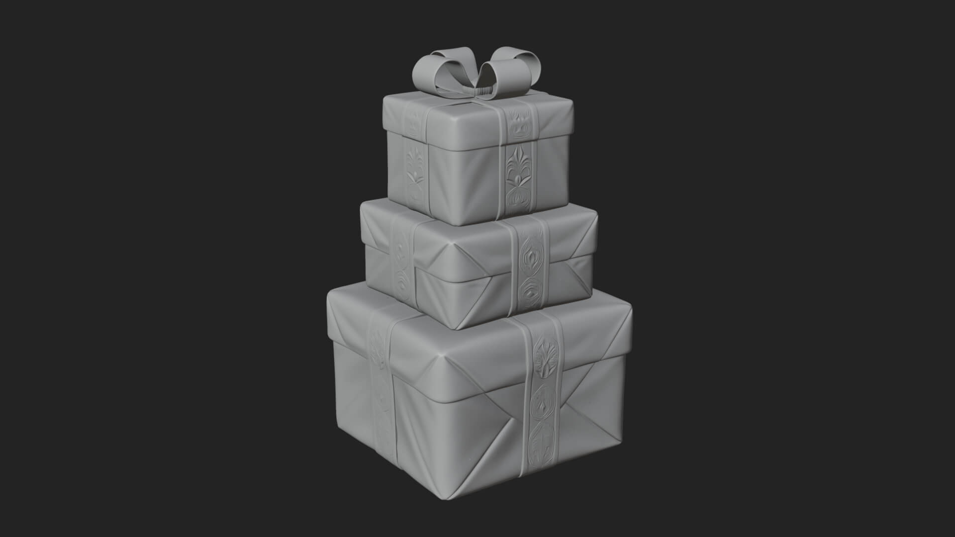 Stacked Gift Boxes Ornament Design 3 3D Print Model 3D Model