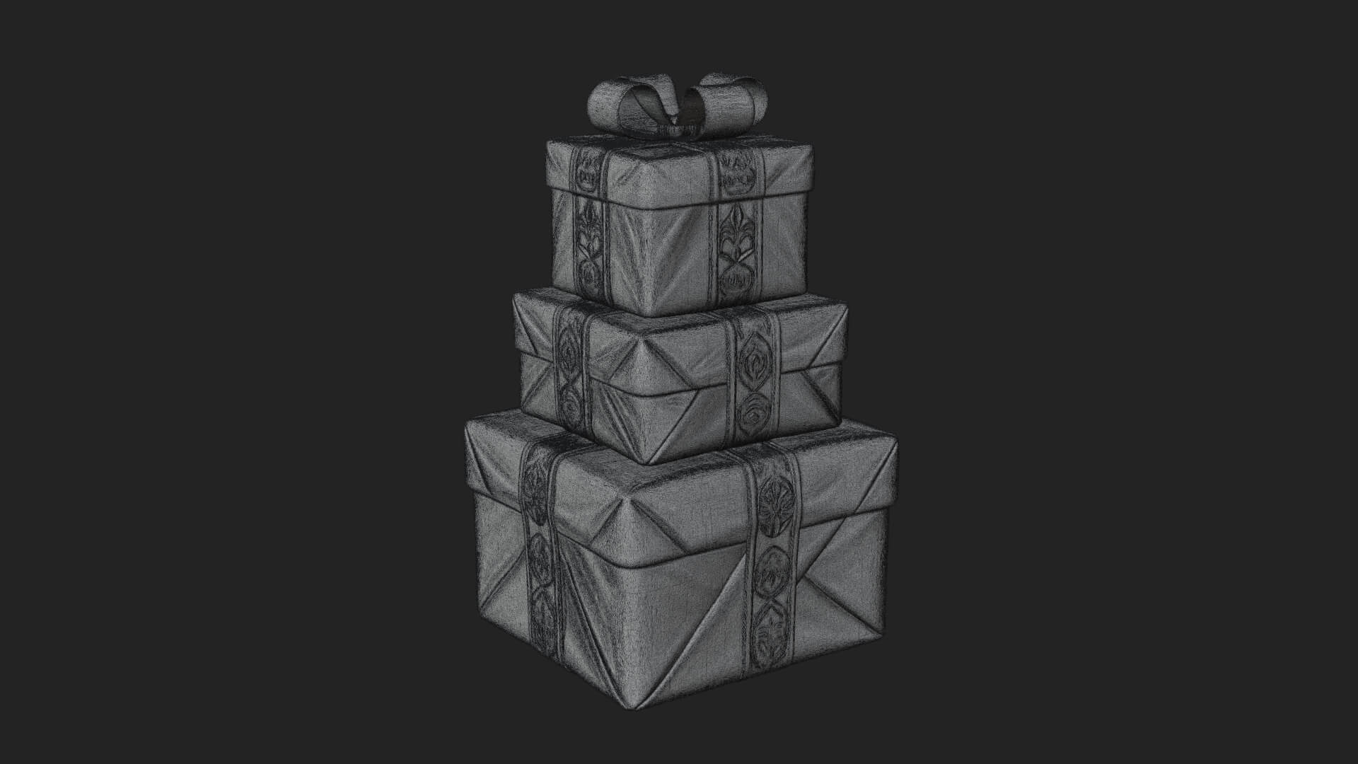 Stacked Gift Boxes Ornament Design 3 3D Print Model 3D Model
