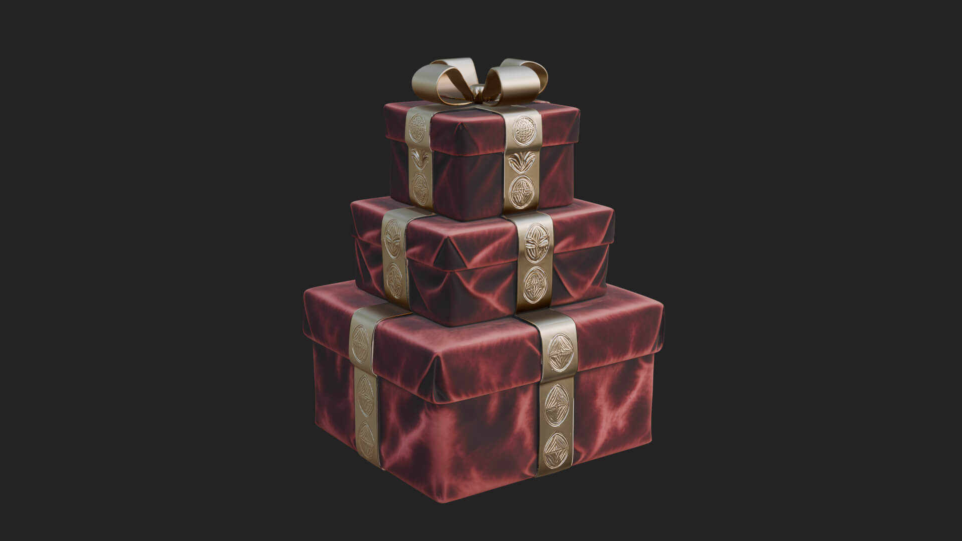 Stacked Gift Boxes Ornament Design 4 3D Print Model 3D Model