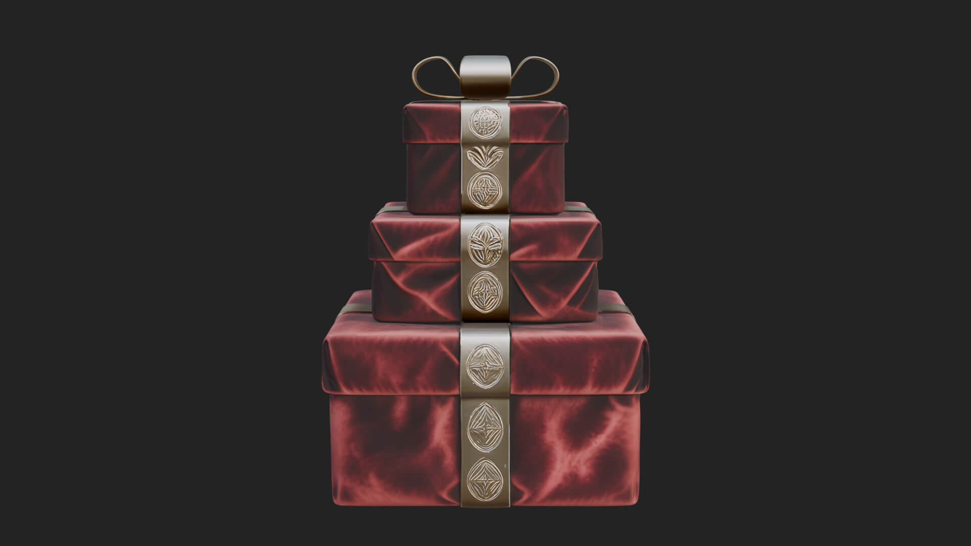 Stacked Gift Boxes Ornament Design 4 3D Print Model 3D Model